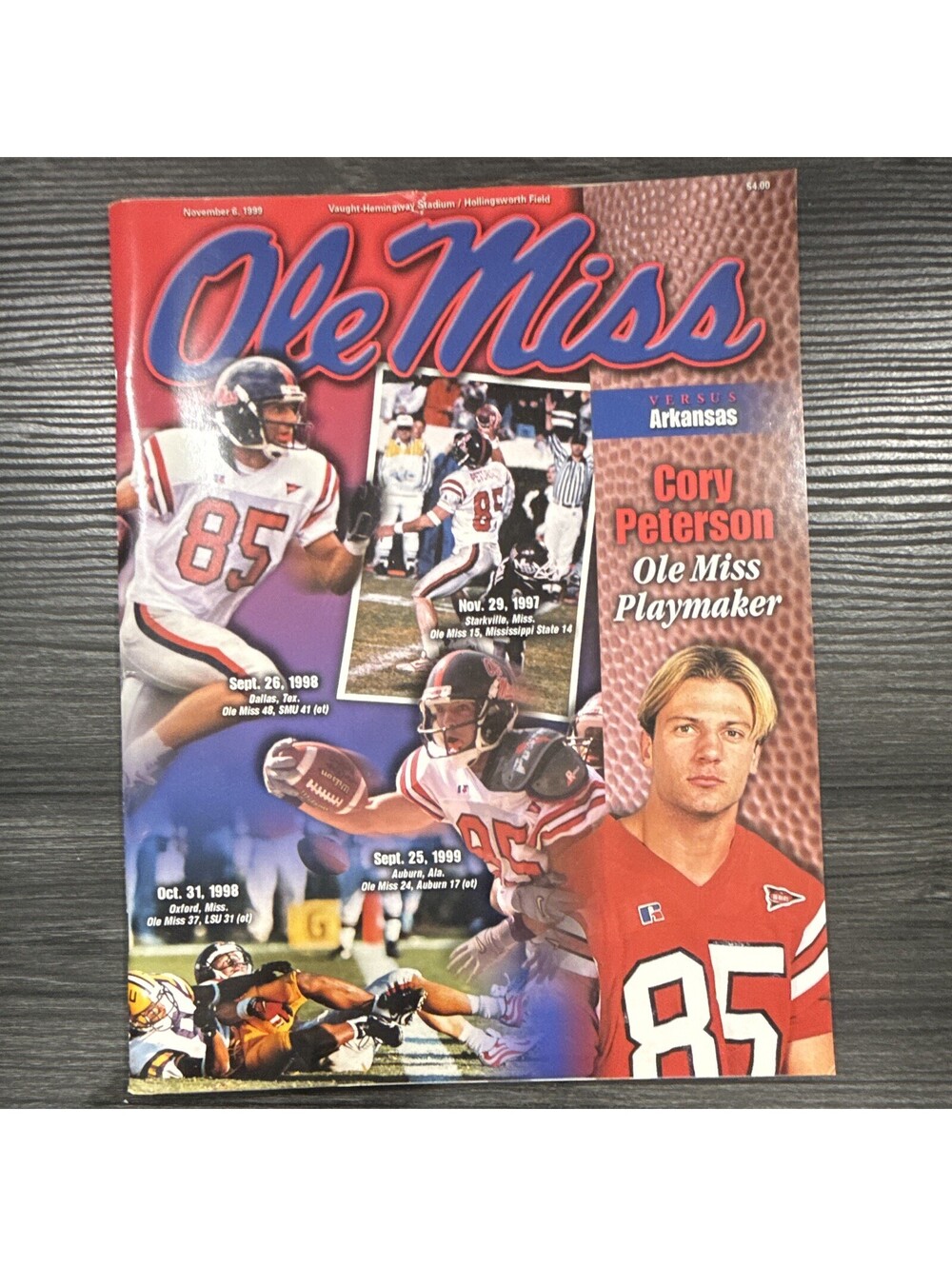 Ole Miss Rebels vs Arkansas Football Program 1999 Original Vintage P9